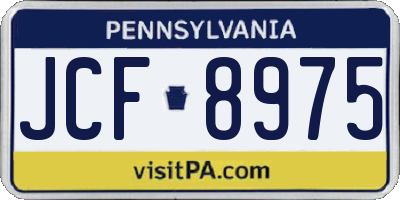 PA license plate JCF8975