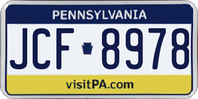 PA license plate JCF8978