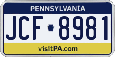 PA license plate JCF8981