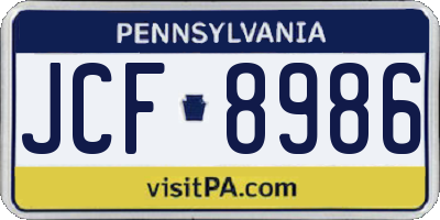 PA license plate JCF8986