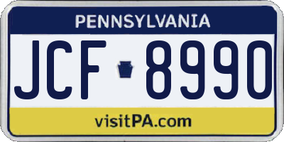 PA license plate JCF8990