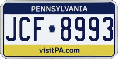 PA license plate JCF8993