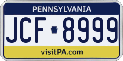 PA license plate JCF8999