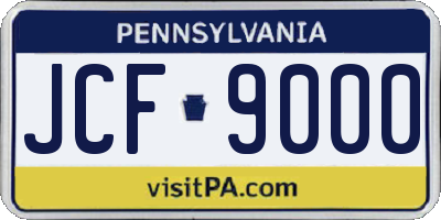 PA license plate JCF9000