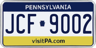 PA license plate JCF9002