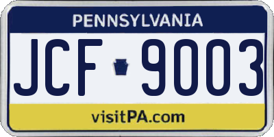 PA license plate JCF9003