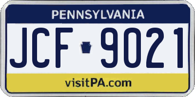 PA license plate JCF9021