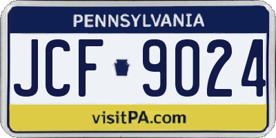 PA license plate JCF9024