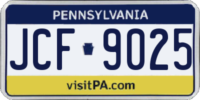 PA license plate JCF9025