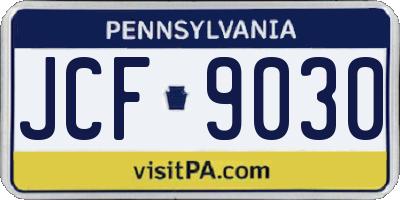 PA license plate JCF9030