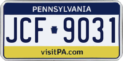 PA license plate JCF9031