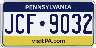 PA license plate JCF9032