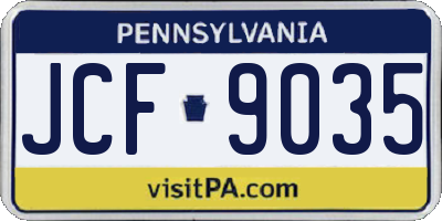 PA license plate JCF9035
