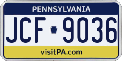 PA license plate JCF9036