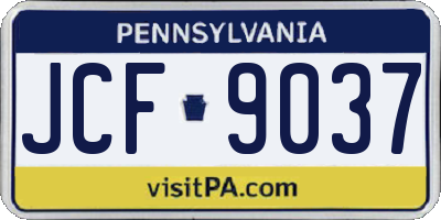 PA license plate JCF9037