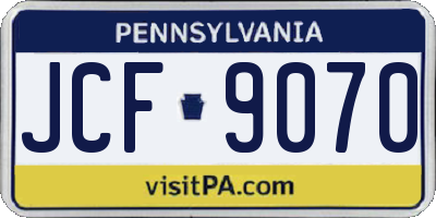 PA license plate JCF9070
