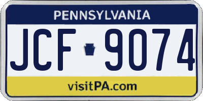 PA license plate JCF9074
