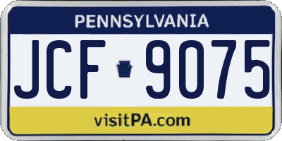 PA license plate JCF9075