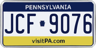 PA license plate JCF9076