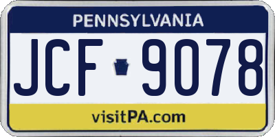 PA license plate JCF9078
