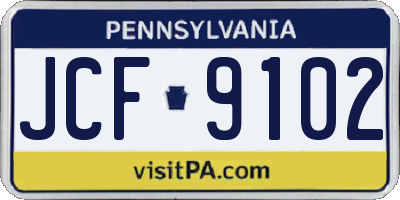 PA license plate JCF9102