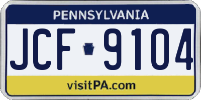 PA license plate JCF9104