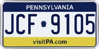 PA license plate JCF9105