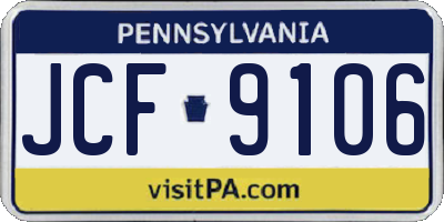 PA license plate JCF9106