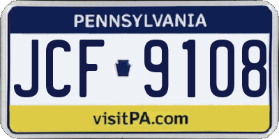 PA license plate JCF9108