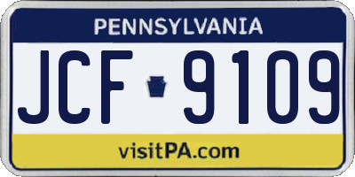 PA license plate JCF9109