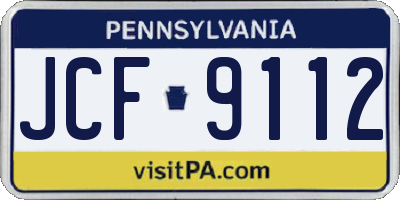 PA license plate JCF9112