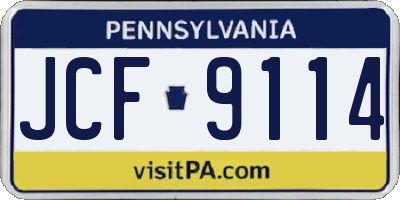 PA license plate JCF9114