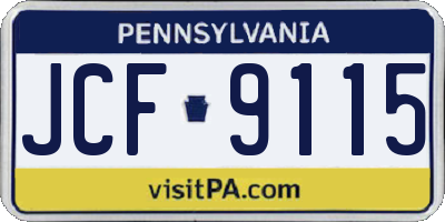 PA license plate JCF9115