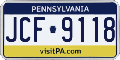 PA license plate JCF9118