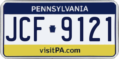 PA license plate JCF9121