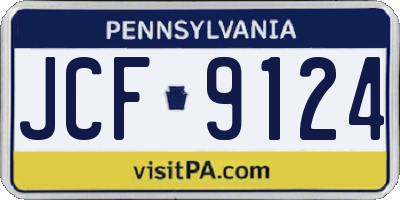 PA license plate JCF9124