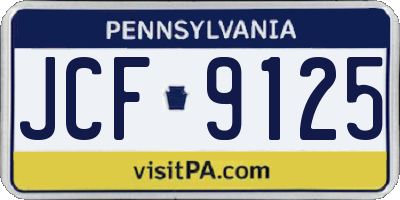 PA license plate JCF9125