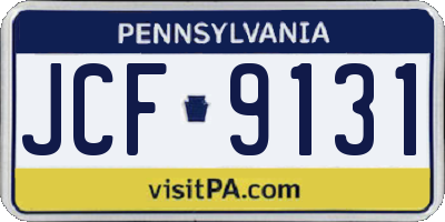 PA license plate JCF9131