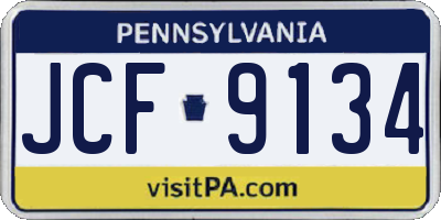 PA license plate JCF9134