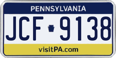 PA license plate JCF9138