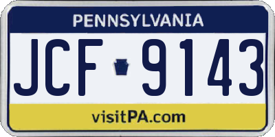 PA license plate JCF9143