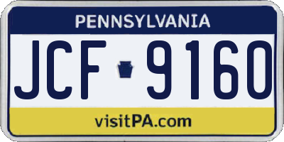 PA license plate JCF9160
