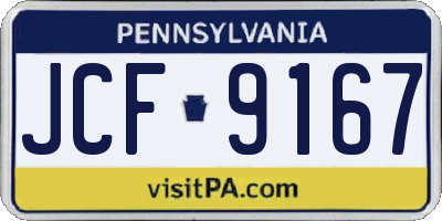 PA license plate JCF9167