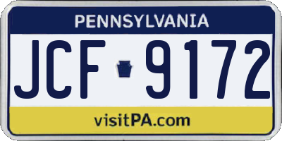 PA license plate JCF9172