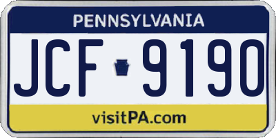 PA license plate JCF9190