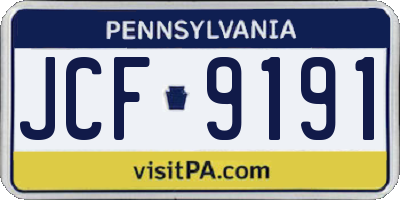 PA license plate JCF9191
