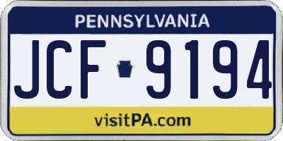 PA license plate JCF9194