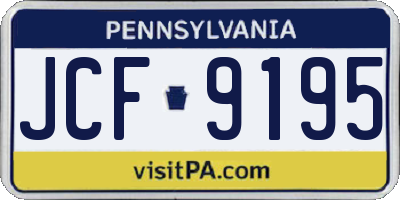 PA license plate JCF9195