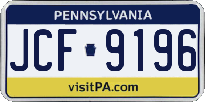 PA license plate JCF9196