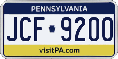 PA license plate JCF9200